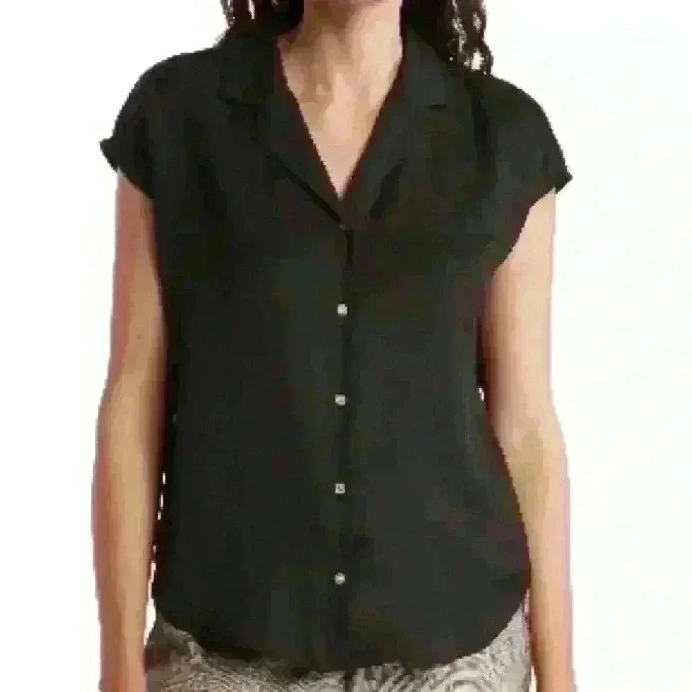 T Tahari airflow button up camp shirt - worn once - Picture 2 of 4